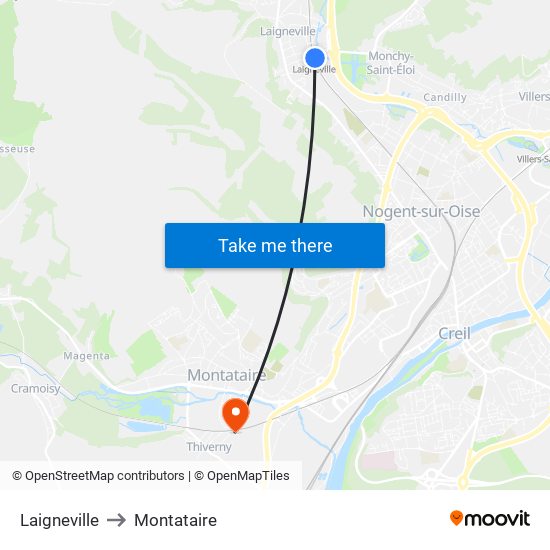 Laigneville to Montataire map