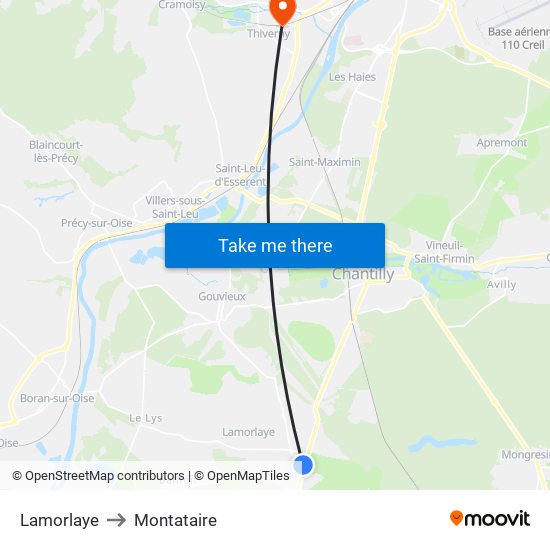 Lamorlaye to Montataire map