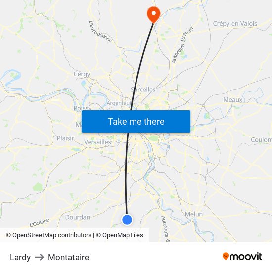 Lardy to Montataire map