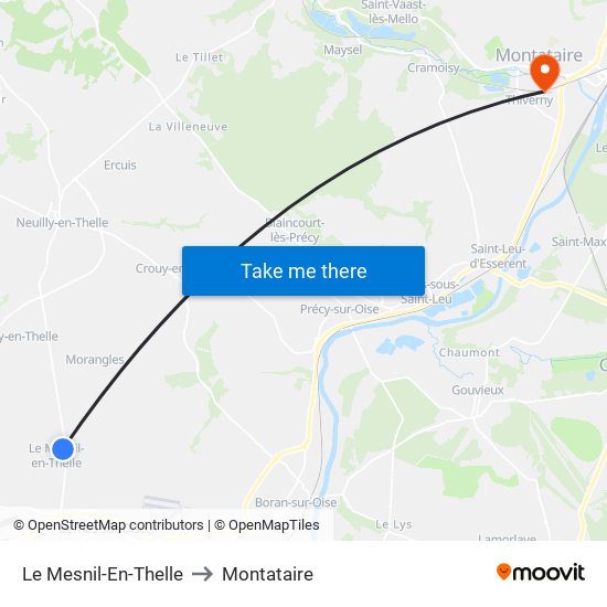 Le Mesnil-En-Thelle to Montataire map