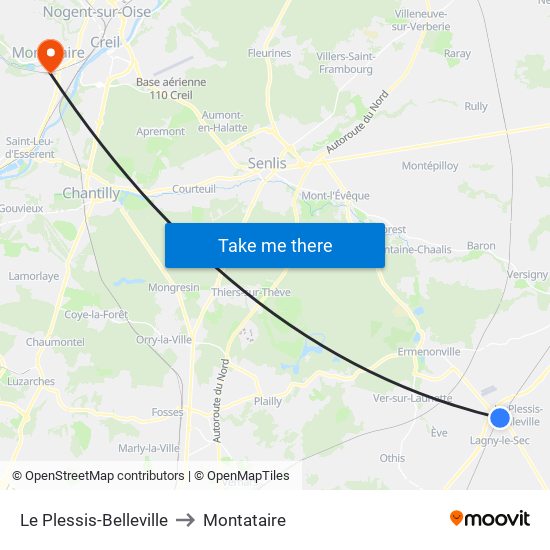 Le Plessis-Belleville to Montataire map