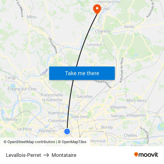 Levallois-Perret to Montataire map