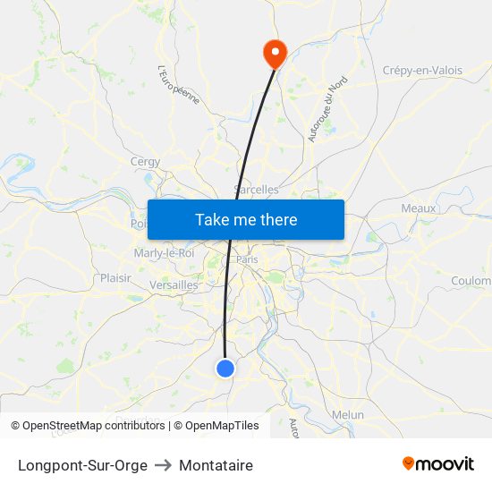 Longpont-Sur-Orge to Montataire map