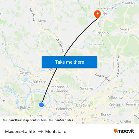 Maisons-Laffitte to Montataire map