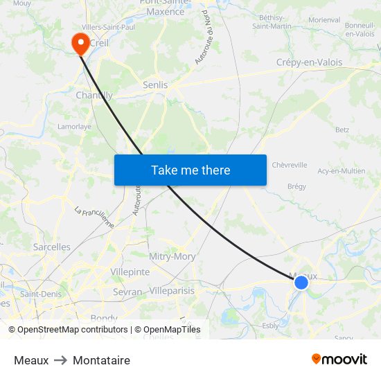 Meaux to Montataire map