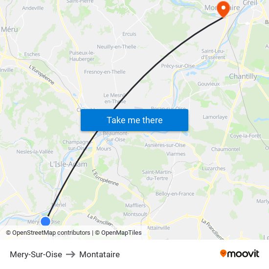 Mery-Sur-Oise to Montataire map