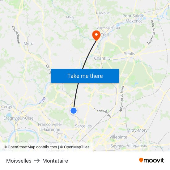 Moisselles to Montataire map