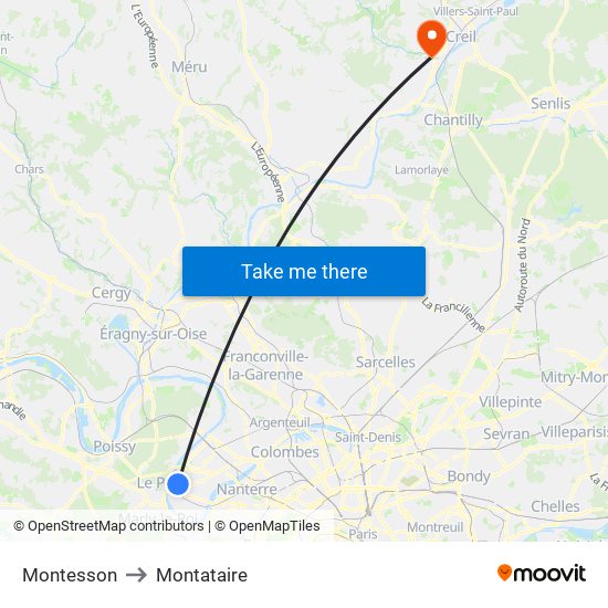 Montesson to Montataire map