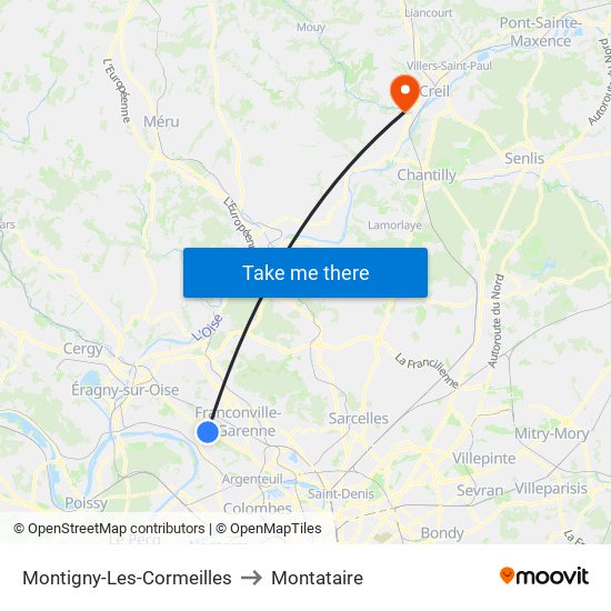 Montigny-Les-Cormeilles to Montataire map