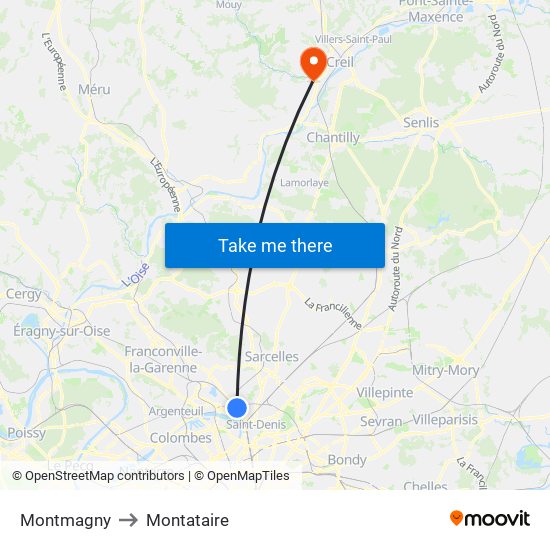 Montmagny to Montataire map