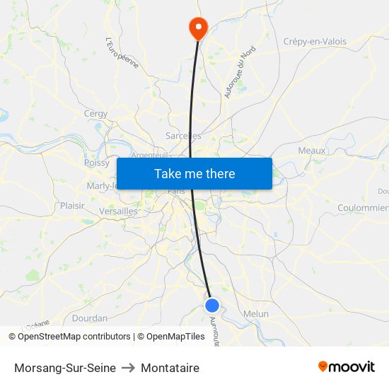 Morsang-Sur-Seine to Montataire map