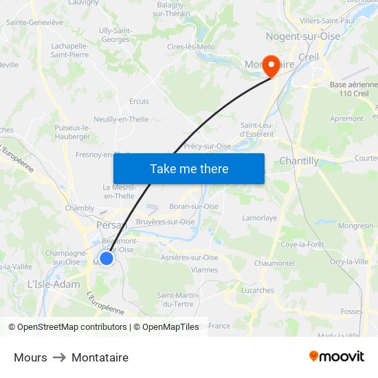 Mours to Montataire map