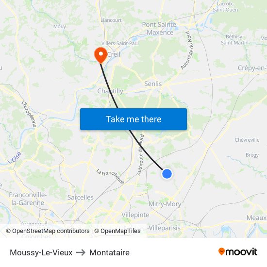 Moussy-Le-Vieux to Montataire map