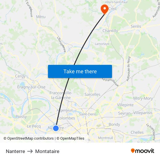 Nanterre to Montataire map