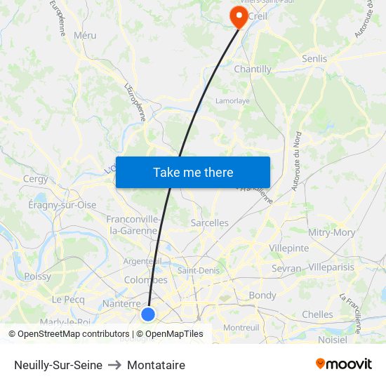 Neuilly-Sur-Seine to Montataire map