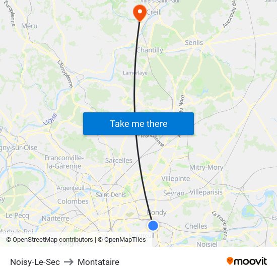 Noisy-Le-Sec to Montataire map
