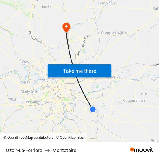 Ozoir-La-Ferriere to Montataire map