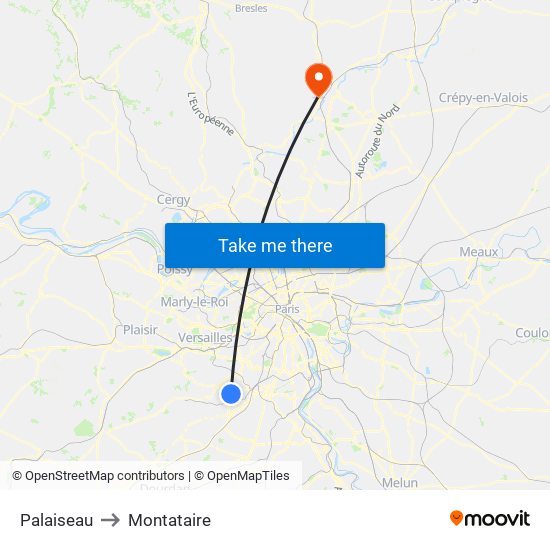 Palaiseau to Montataire map
