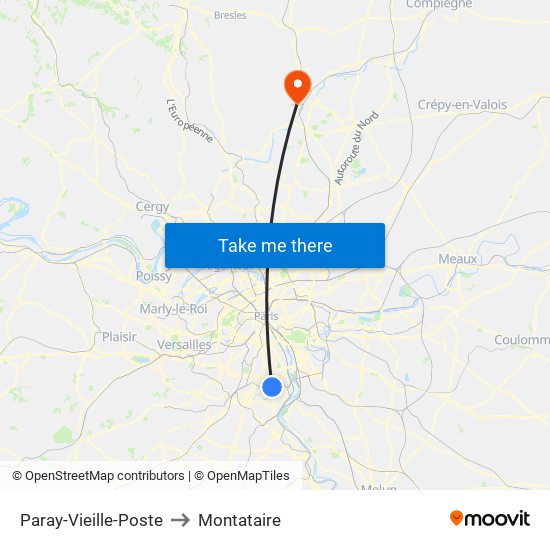 Paray-Vieille-Poste to Montataire map