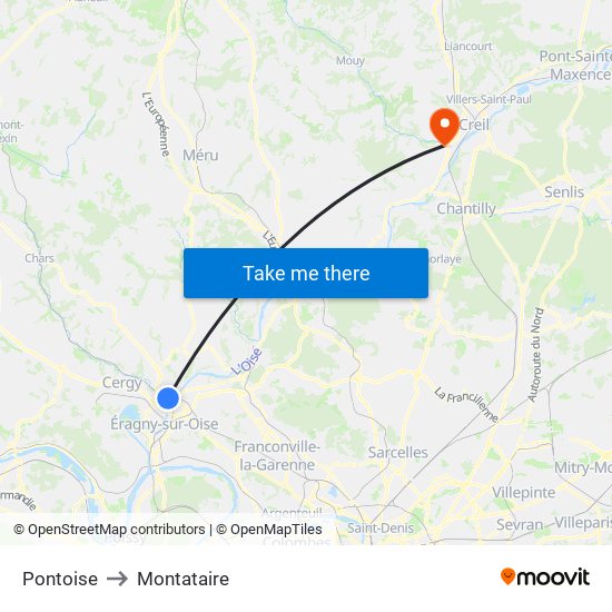 Pontoise to Montataire map