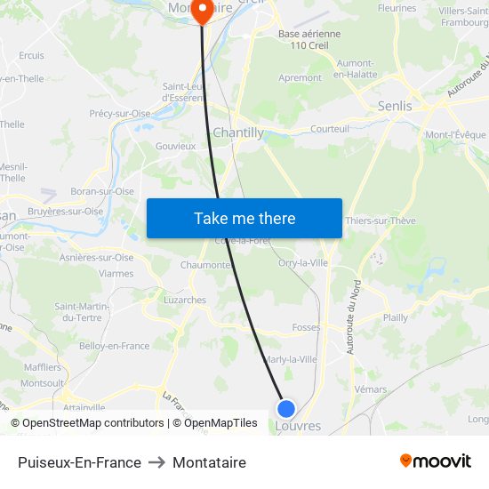 Puiseux-En-France to Montataire map