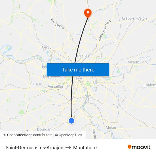 Saint-Germain-Les-Arpajon to Montataire map