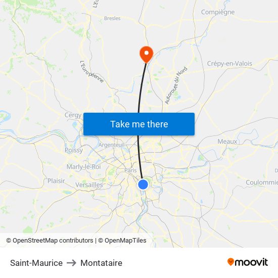 Saint-Maurice to Montataire map