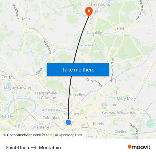 Saint-Ouen to Montataire map