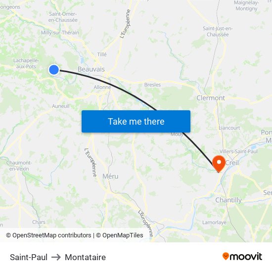 Saint-Paul to Montataire map
