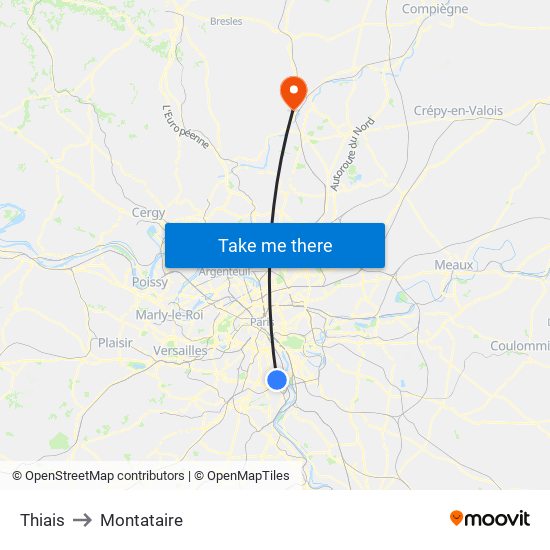 Thiais to Montataire map