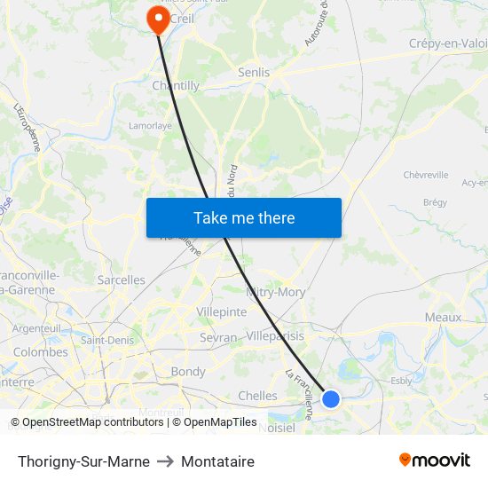 Thorigny-Sur-Marne to Montataire map