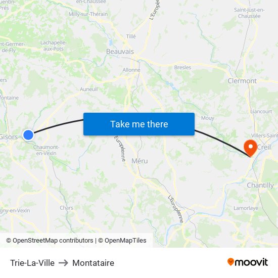 Trie-La-Ville to Montataire map