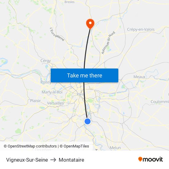 Vigneux-Sur-Seine to Montataire map