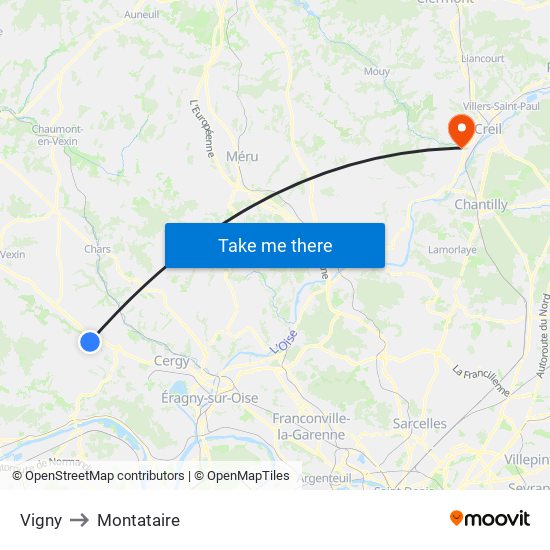 Vigny to Montataire map