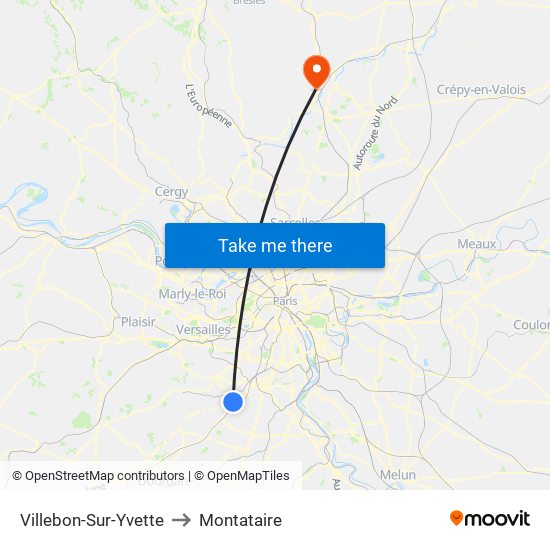 Villebon-Sur-Yvette to Montataire map