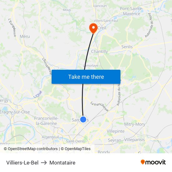 Villiers-Le-Bel to Montataire map