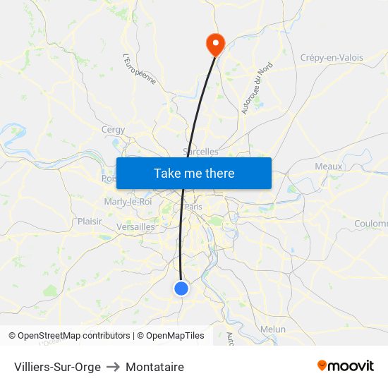Villiers-Sur-Orge to Montataire map