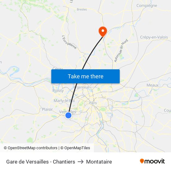 Gare de Versailles - Chantiers to Montataire map