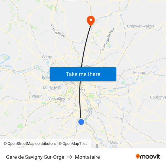 Gare de Savigny-Sur-Orge to Montataire map