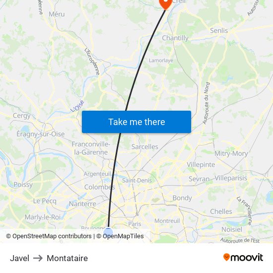 Javel to Montataire map