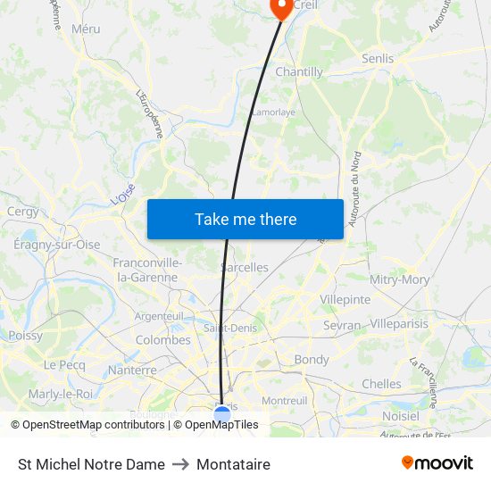 St Michel Notre Dame to Montataire map