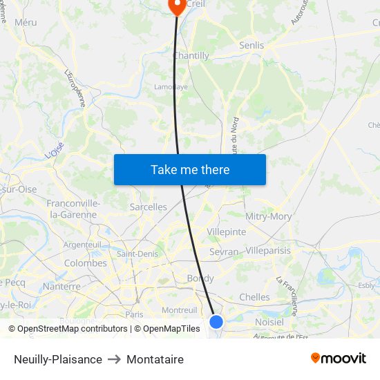 Neuilly-Plaisance to Montataire map