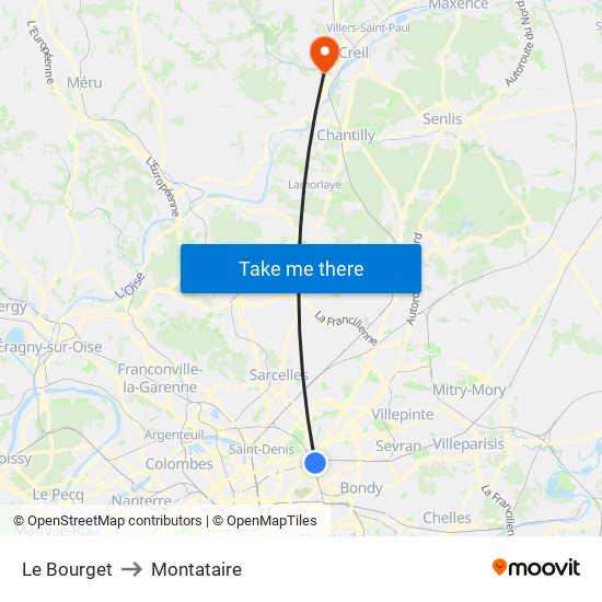 Le Bourget to Montataire map