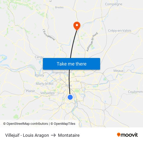 Villejuif - Louis Aragon to Montataire map