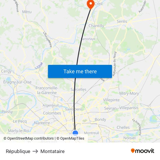 République to Montataire map