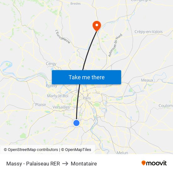 Massy - Palaiseau RER to Montataire map