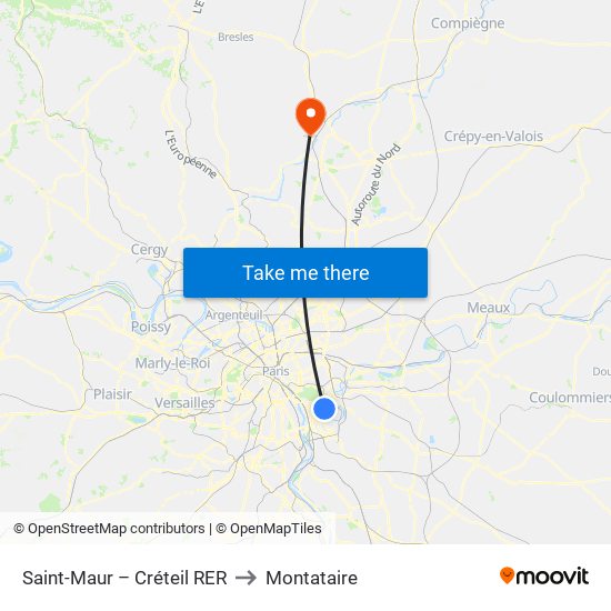Saint-Maur – Créteil RER to Montataire map