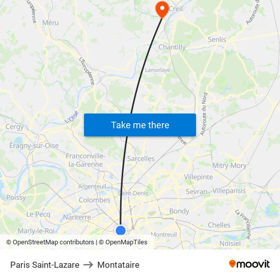 Paris Saint-Lazare to Montataire map