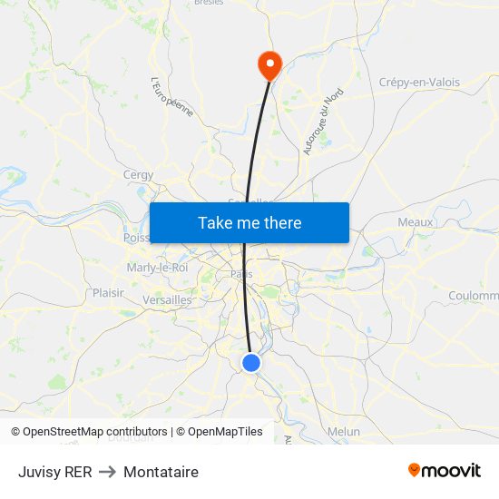 Juvisy RER to Montataire map