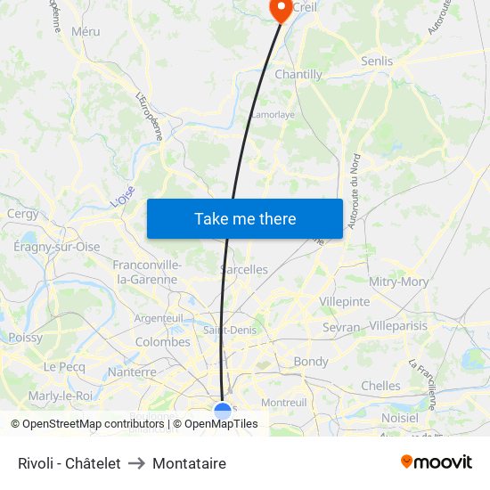 Rivoli - Châtelet to Montataire map